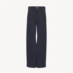 Chloe Cropped Flared Pants in Navy Blue Cotton Gabardine Sz. 40